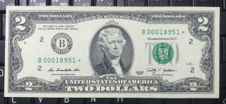 2009b Star Note $2 Two Dollar Bill (york) B00018951,  Au,  Rare