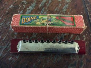 Very Rare M Hohner Doina Harmonica With Box