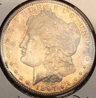 1897 S Pl Morgan Silver Dollar Toning Rare $1 Coin Make Offer