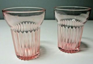 Rare Set Of 2 Old Colony/lace Edge Pink Depression Glass 5 Oz Tumblers 3 1/2 "