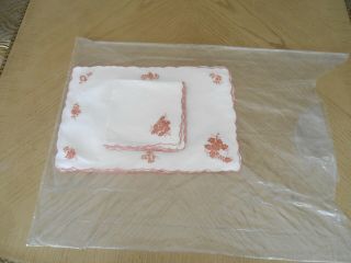 Rare Herend Chinese Bouquet Rust Table Linens Set Of 8 Placemats & Napkins