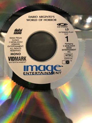 Vintage Rare Dario Argento’s World Of Horror “Excellent Condition”Laser Disc 3
