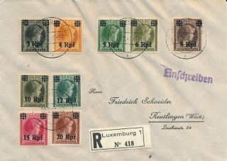 Luxembourg 1941,  Ww2 Rare German Occup.  Regist.  Cover To Reutlingen.  A517
