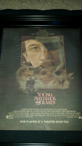 Young Sherlock Holmes Steven Spielberg Rare Promo Poster Ad Framed