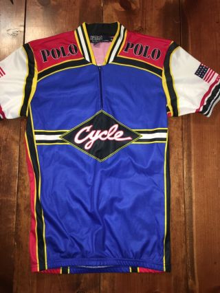 Ralph Lauren Polo Cycling Jersey Sz Xl Short Sleeve Shirt Rare Vintage