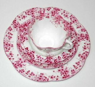 4 Piece Shelley Dainty Pink Cup & Saucer Set,  Includes Rare Ashtray