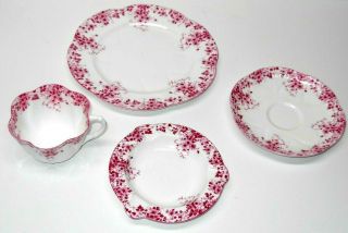 4 Piece Shelley Dainty Pink Cup & Saucer Set,  includes rare ashtray 3