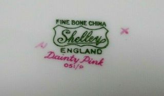 4 Piece Shelley Dainty Pink Cup & Saucer Set,  includes rare ashtray 5