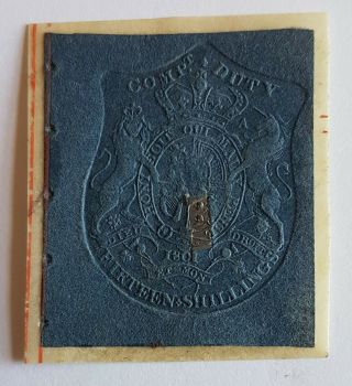 Rare Early Blue Embossed Revenue,  Component Duty,  15 Shill,  George Iii Backstamp
