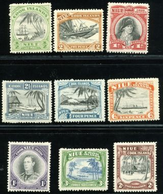 Niue 1944/46 Sc 77 - 85 Vf Og Mnh Rare Complete Set 9 Stamp