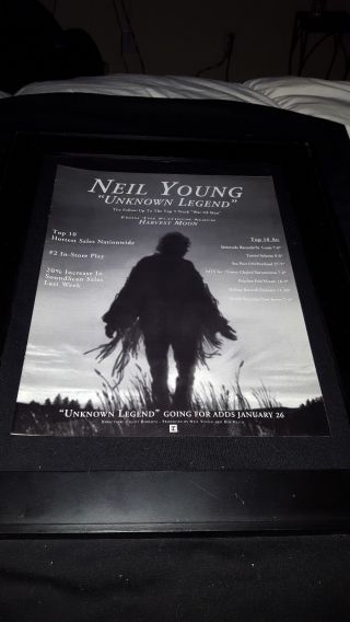 Neil Young Unknown Legend Rare Radio Promo Poster Ad Framed