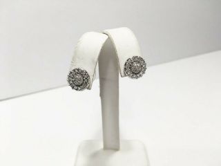 Authentic & Rare Christian Dior Pave Clear Crystal Round Button Style Earrings