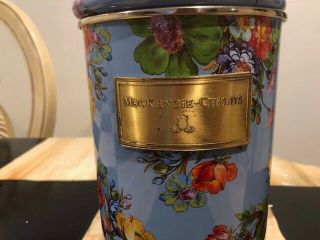 Rare MacKenzie - Childs Courtly Check Medium Enamel Canister - Blue 12 in tall 2