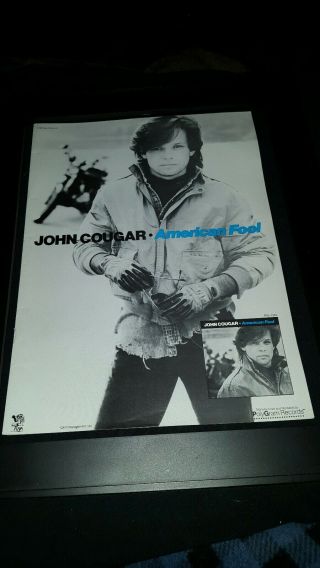 John Cougar Mellencamp American Fool Rare Promo Poster Ad Framed
