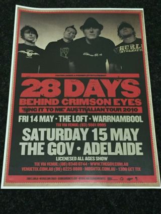 28 Days :rare Aussie/oz A3 Size Promo Tour/concert/gig Poster