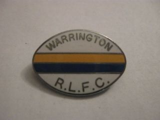 Rare Old Warrington Rugby League Football Club Oval Enamel Brooch Pin Badge