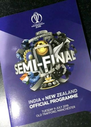 Rare India V Zealand Cricket World Cup Semi Final Programme