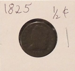 1825 Classic Head Half Cent - Circulated - Very - Very Rare - 63m Minted