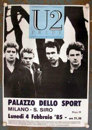 U2 Italy 1985 Pride Concert Poster Milan Rare