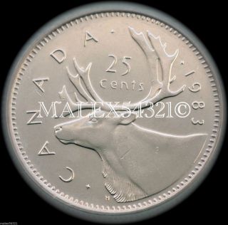 Canada Rare 1983 25 Cents Uncirculated From Roll