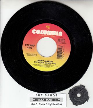 Ricky Martin She Bangs 7 " 45 Rpm Vinyl Record,  Juke Box Title Strip Rare