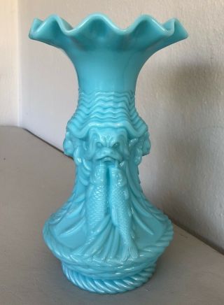 Antique French Blue Opaline Vase – Sky Blue Milk Glass - Rare