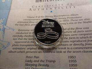 LADY AND THE TRAMP DISNEY 1955 MOVIE MASTERPIECES 999 SILVER COIN RARE B 2