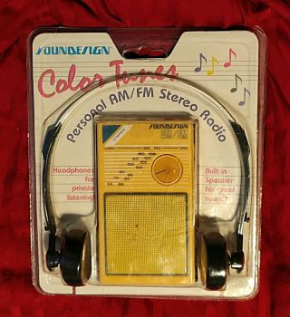 Rare Vintage Soundesign Color Tunes Personal Am/fm Stereo Radio Model No.  2020yel