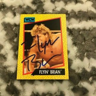 Flyin Brian Pillman Signed Autographed Rare 1991 Wcw Impel Card Wwe 58