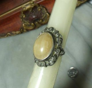 Antique Sterling Silver Victorian Agate Rare Size 7 And 6.  5 Ring