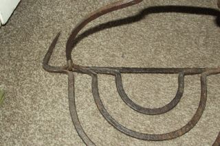RARE Antique Primitive Cast Iron FIREPLACE COOKING TOOL Late 1700 Early 1800 3