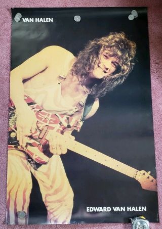 Eddie Van Halen Poster 1983 Has Thumbtack Holes Approx 23 X 35 Rare