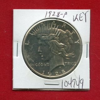 1928 Peace Silver Dollar 104749 Coin Us Rare Key Date