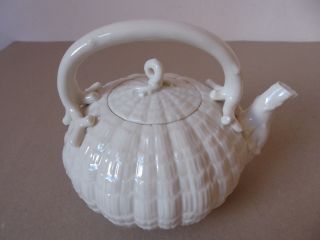 Belleek Teapot.  Second Black Mark.  1890 - 1920.  Tridacna.  Rare