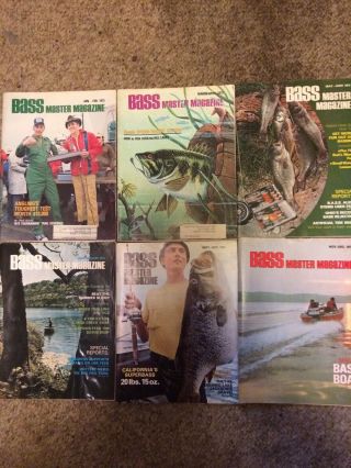 Vintage 1973 Bass Master Magazines Complete Year All 6 Issues Rare Artwork