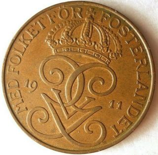 1911 Sweden 5 Ore - Rare Coin - - Hv16