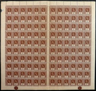 Leeward Islands 1912 G.  V Farthing Rare Complete Gutter Sheet Of 120 Nq323