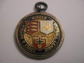Rare Old 1938 Essex & Suffolk Football League Hallmarked Silver Enamelled Medal