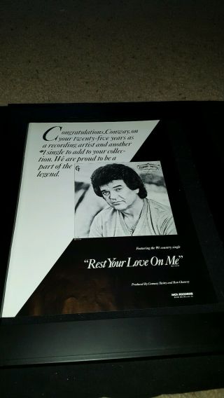 Conway Twitty Rest Your Love On Me Rare Promo Poster Ad Framed