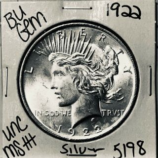 1922 P Bu Gem Peace Silver Dollar Unc Ms,  U.  S.  Rare Coin 5198