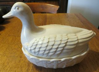 Rare Vintage Portmeirion White Duck Tureen Egg Holder Basket Oven To Table Ware