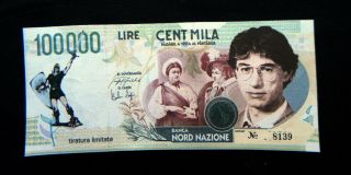 1997 Italy Lega Nord Separatist Movement Rare Banknote L.  100000 Unc Cent Mila