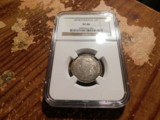 1874 H Canada 25 Cents Ngc Xf40 Rare Date Coin Book Value Xf $125