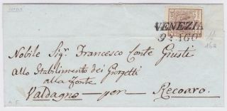 Lombardy Venetia 30c Grey Brown Vertically Ribbed Paper On Letter Vf Rare T16944