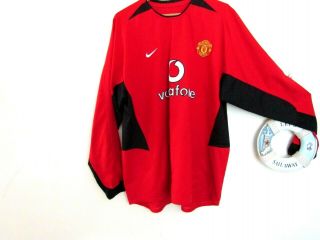 Rare Manchester United 2002 - 2004 Nike Vodafone Long Sleeve Home Shirt Xxl Mens