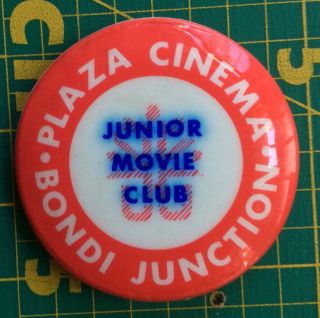 Plaza Cinema Bondi Junior Movie Club Badge Sydney Australia Vintage Button Rare