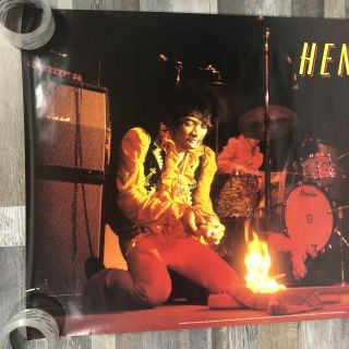 RARE Vintage 1990 ' s Jimi Hendrix Guitar on Fire Poster Art by Jim Marshall 2