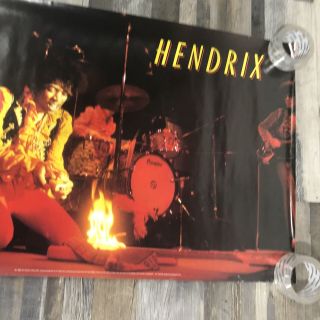 RARE Vintage 1990 ' s Jimi Hendrix Guitar on Fire Poster Art by Jim Marshall 4