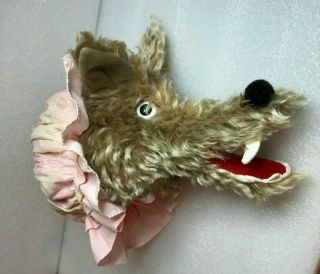 Rare Big Bad Wolf Hand Puppet Steiff Puppet " Little Red Riding Hood Wool/cott