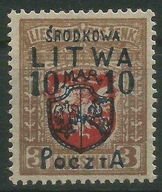Poland,  Central Lithuania,  Fi:12,  Mlh,  Overprint,  Signed Rare